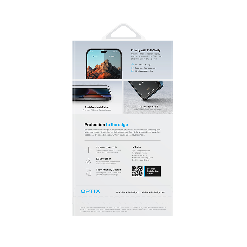 Kính cường lực chống nhìn trộm Iphone 16 UNIQ OPTIX PRIVACY